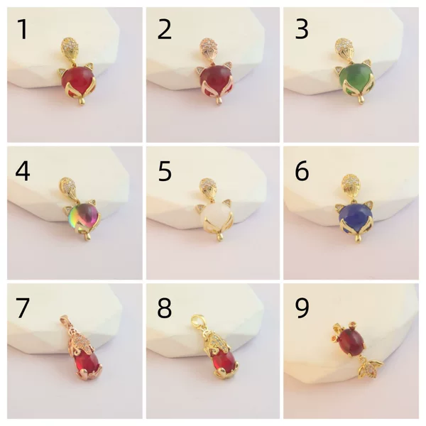 Gold-plated pendant copper micro-inlaid zirconium fashion all-match fox gourd four-leaf clover pendant butterfly jewelry women's single pendant wholesale