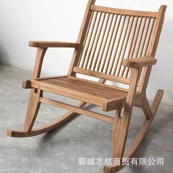 中式老榆木摇摇椅民宿庭院椅子户外休闲躺椅实木靠背椅午睡扶手椅