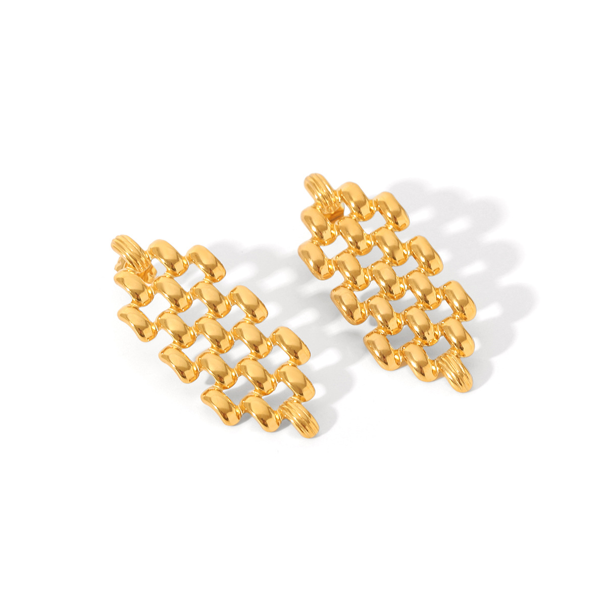 Relojes de acero inoxidable de oro europeo y americano de 18 quilates con diseño de aretes, estilo ins, personalidad de moda, aretes de acero de titanio, aretes de temperamento image 6