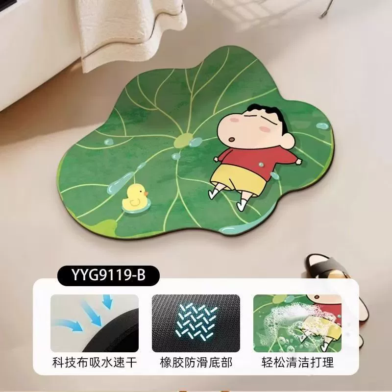 Детский коврик из диатомита с рисунком Шин-Чиба, впитывающий и противоскользящий, коврик для ванной/туалета, грязеотталкивающий и легкий в уходе