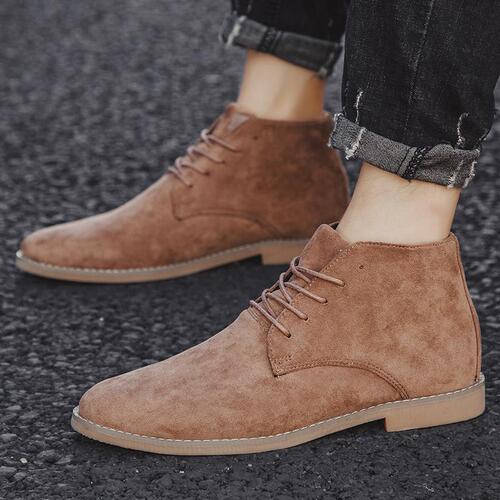 Autumn and winter men's boots, England leather boots, Korean casual boots, high-top Martin boots, suede pointed large size shoes