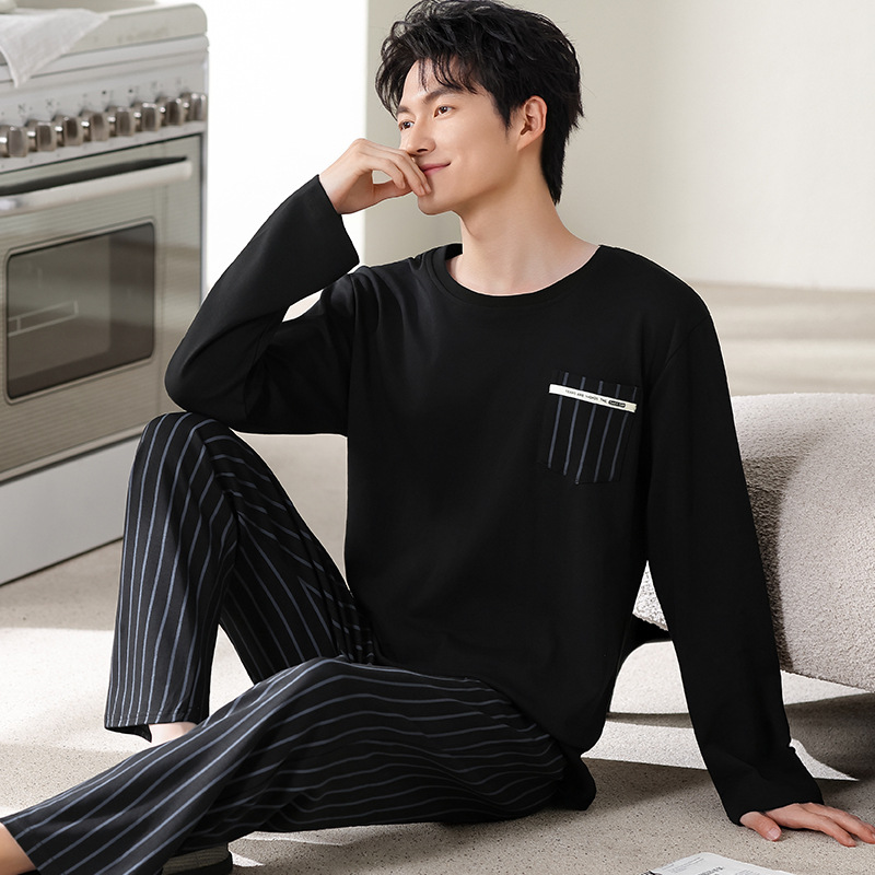 Y6842 순면 남성용 라운드 넥 긴팔