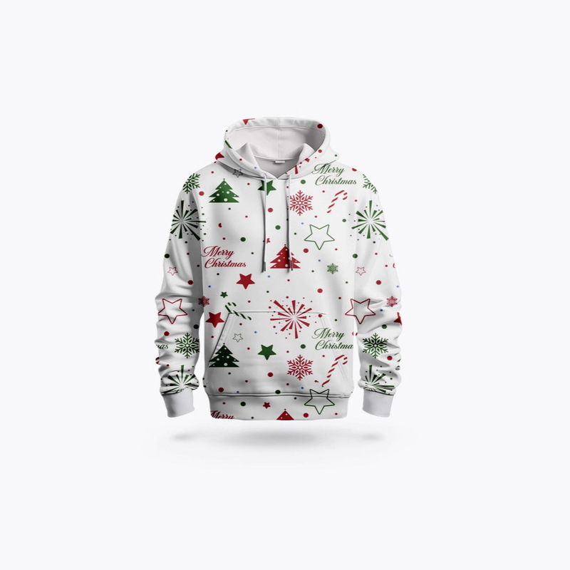 European and American New Christmas Series 3D Printed Hooded Trendyy Fashion Loose Sweatshirt Couple Long-Sleeved Shirt Cross-Border
