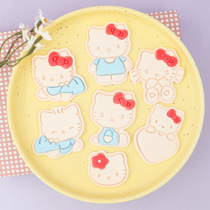 Hello Kitty系列饼干模具爱心3D卡通饼干模具DIY黏土动漫印花饼干|undefined