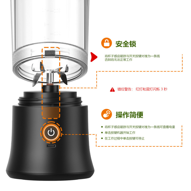 跨境新品亚马逊便携式榨汁机多功能搅拌机 果汁机迷你电动榨汁杯|undefined