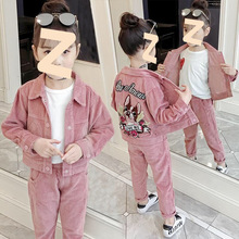 女童韩版套装2025新款韩版洋气儿童中大童秋装时髦灯芯绒两件套潮