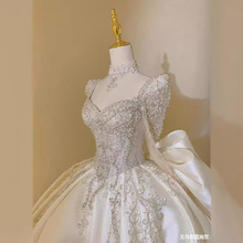 长袖婚纱礼服2024新款新娘主纱高级质感重工奢华法式在逃公主拖尾