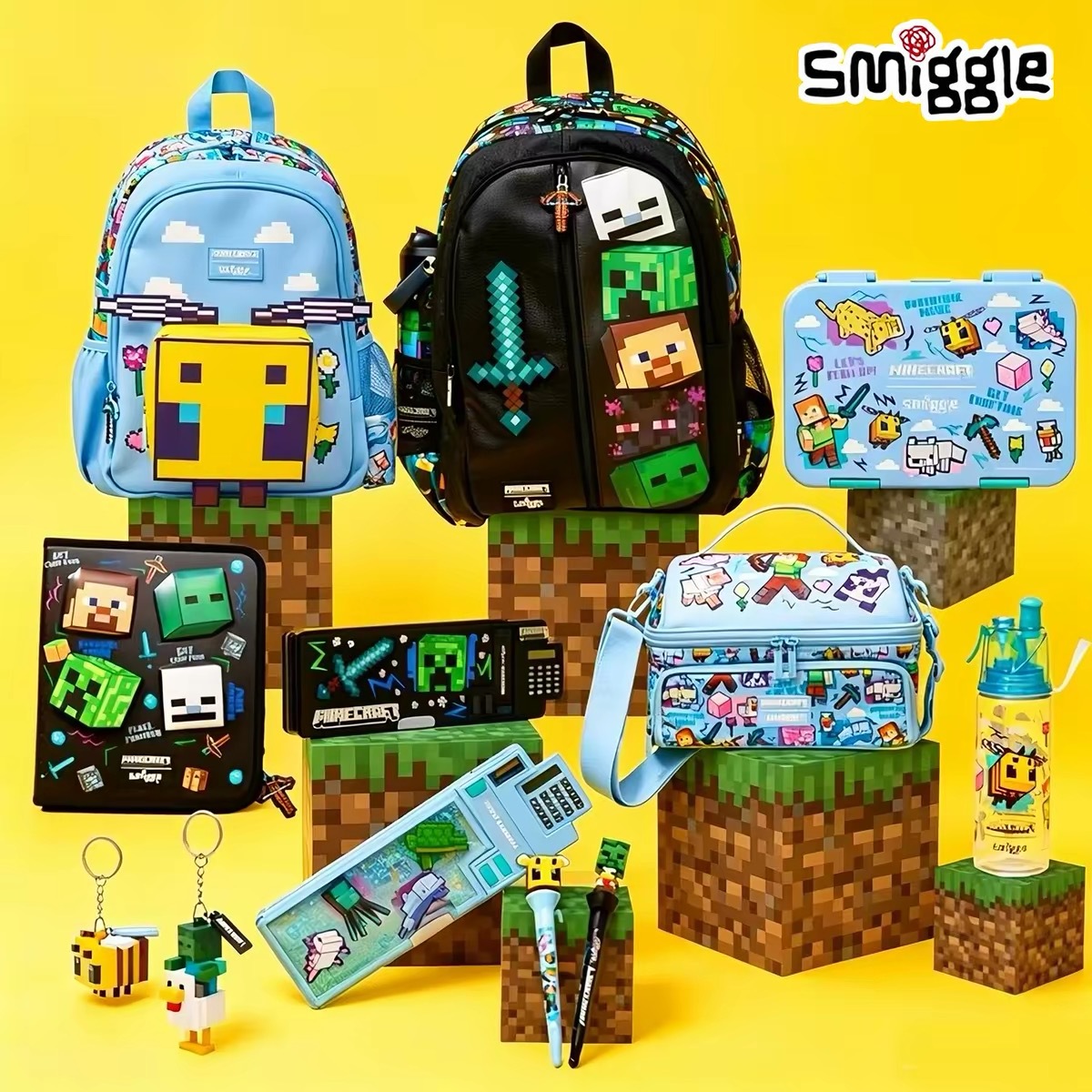 simggle new model Minecraft children's backpack cartoon school bag for primary school students, spine-protecting and weight-reducing children's backpack