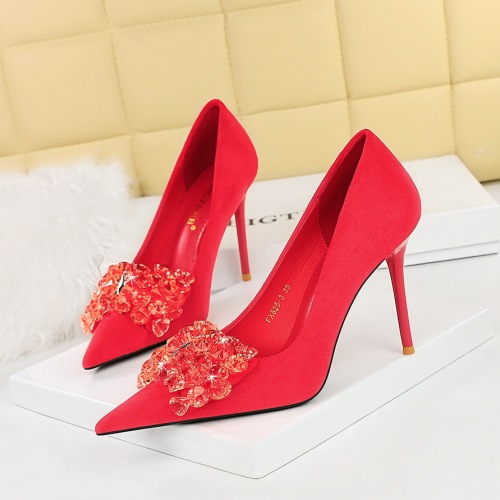 Sharp Point Shoes 825-H27 Korean Banquet High Heels Women's Shoes with Thin Heels, Suede ...