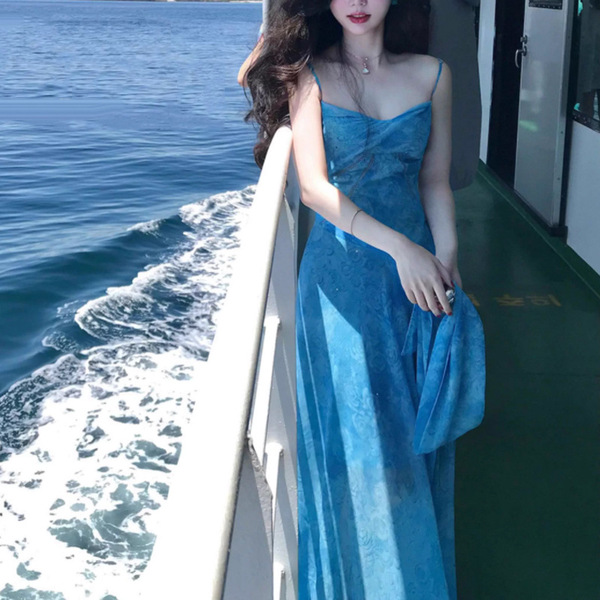 Blue shiffon dress