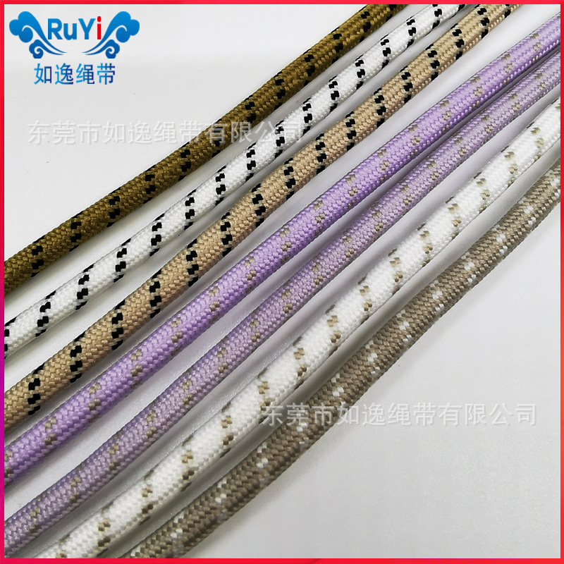 5.5MM跳点涤纶加密圆绳卫衣帽抽绳运动裤腰箱包束口绳辅料金属头