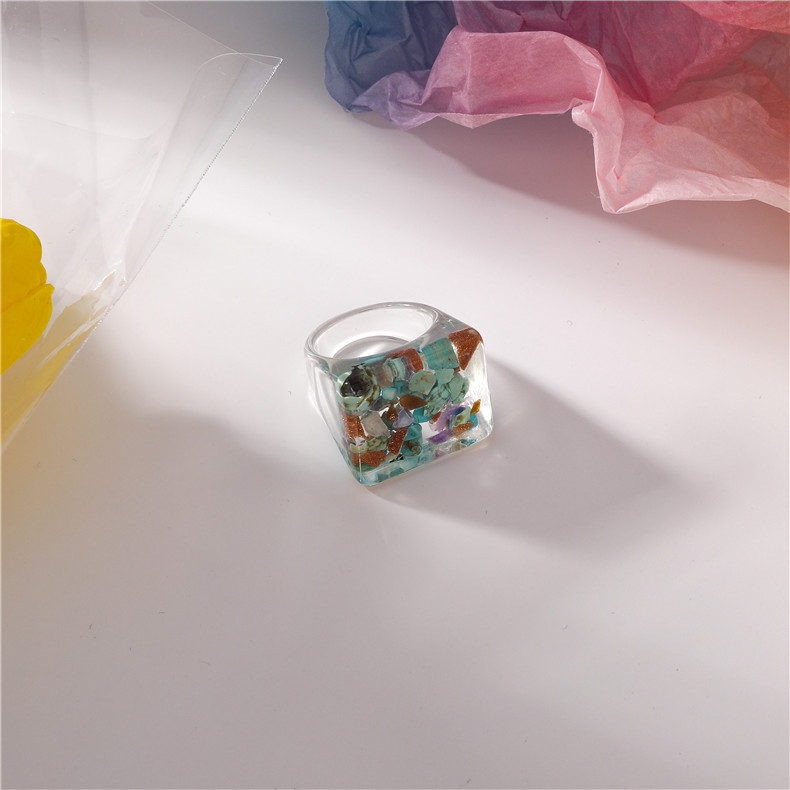 Korean Resin Transparent Fruit Square Ring display picture 9