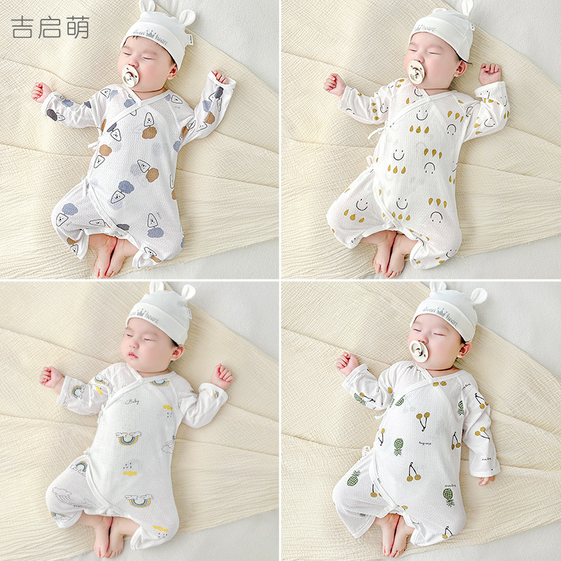 Ropa de bebé recién nacido de verano algodón recién nacido 0 estilo delgado de marzo vestido de verano de monje de manga larga vestido de mariposa de bebé de una pieza