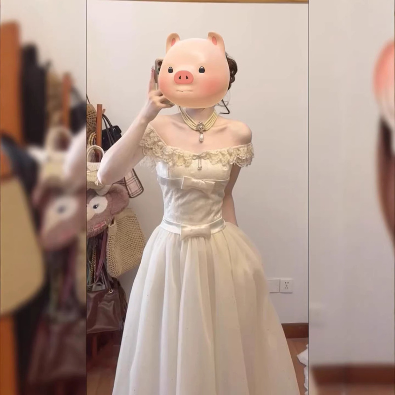 Sweet and Elegant Dress for Rich Girls, Summer Beauty Princess Dress with Small Flying Sleeves and Waist-Cinching Long Skirt