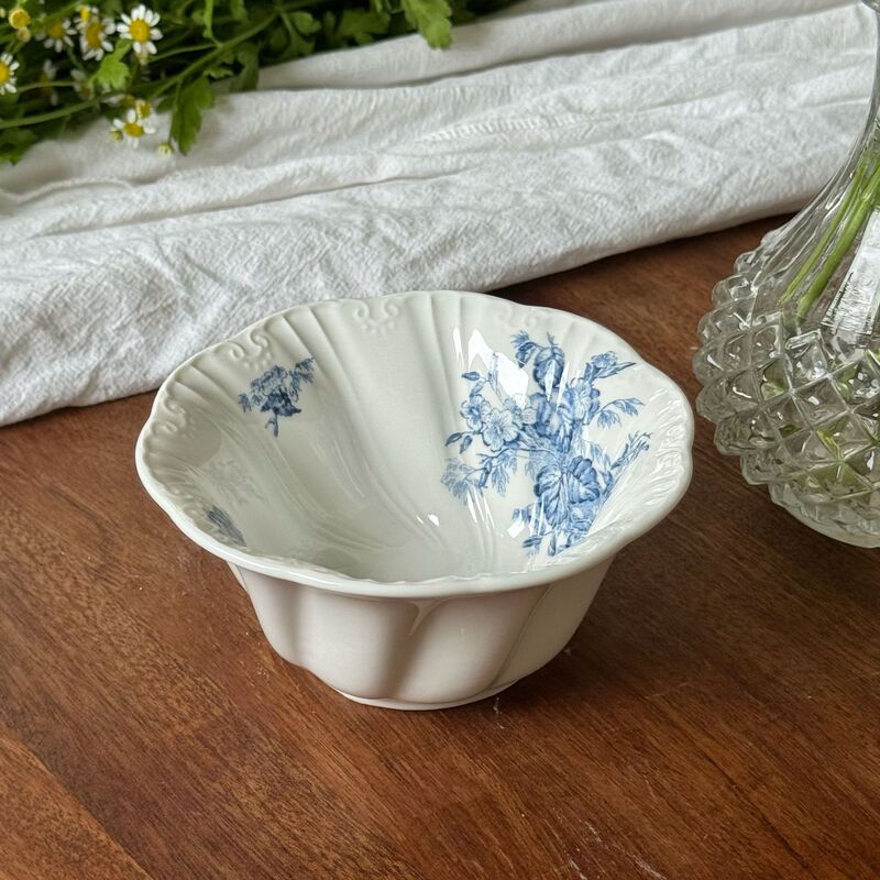 法式蓝色凌霄花浮雕陶瓷餐具盘子陶瓷碗咖啡杯碟下午茶餐盘高脚盘|undefined