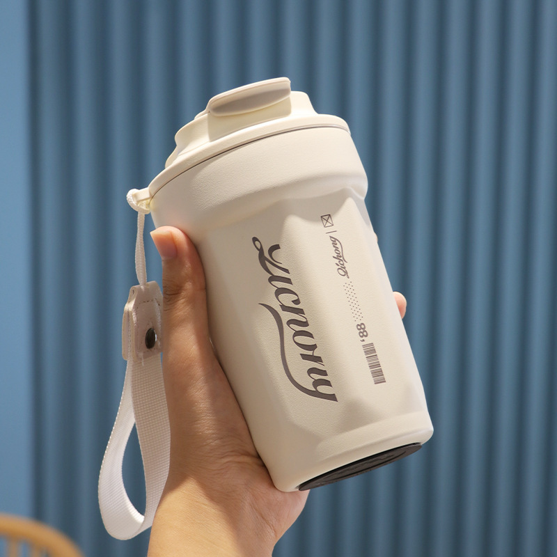 見栄えの良いインターネットセレブセラミックライナー八角形コーヒーカップホームオフィス直飲み魔法瓶カップロープ付きポータブルカップ|undefined
