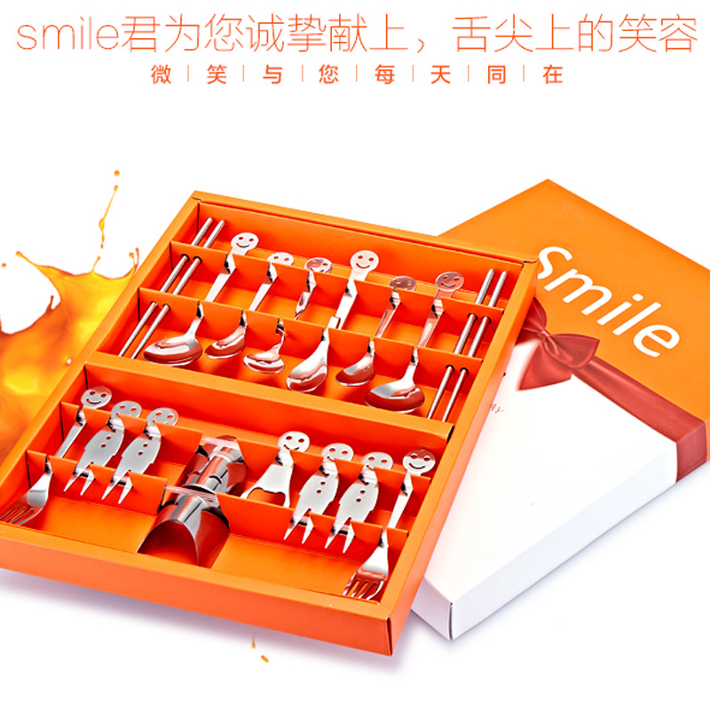 Wholesale stainless steel tableware fork and spoon gift set, Dragon Boat Festival souvenir, company opening and work starting gift