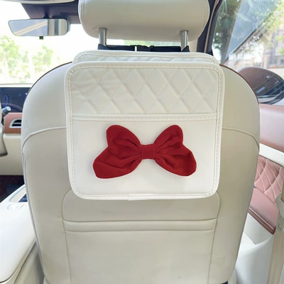 Seat storage box car Car storage bag/box - red-red-bow-white-seat-suspension-storage-box
