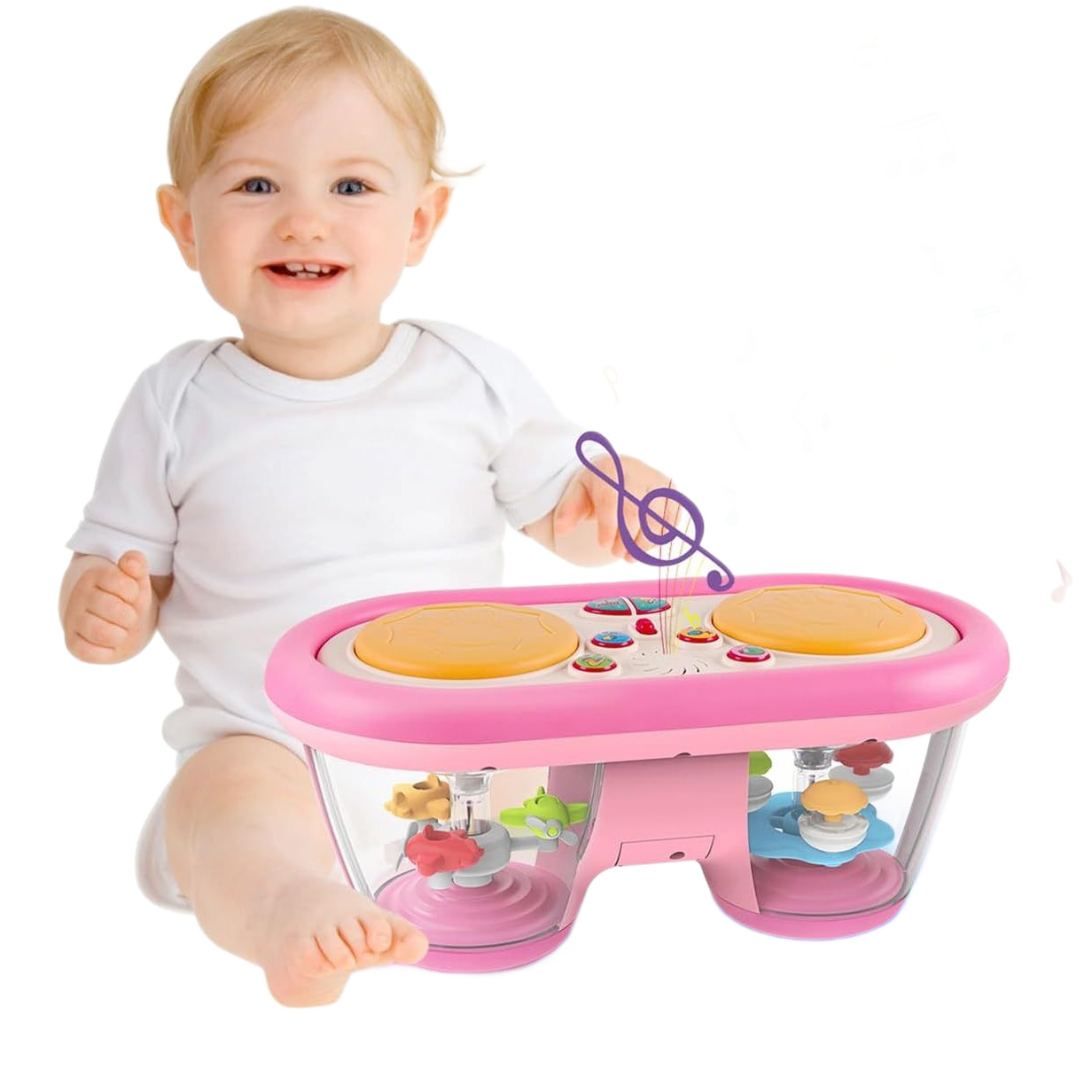 Fábrica personalizada Amazon explosión sonido y luz doble tambor juguetes para niños transfronterizos al por mayor bebés educación temprana instrumento de batería