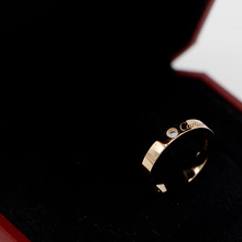 卡（C）戒指男女同款 3毫米宽镶嵌钻石CDE对戒情侣婚戒 预售 B408