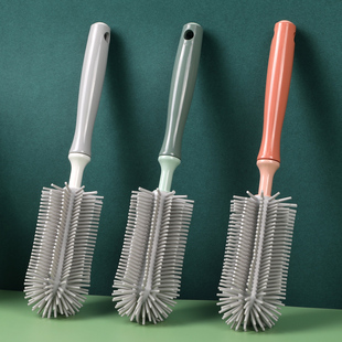 Bottle Brush Soft Glue Cup Brush Long Handle Pot Brush Washing Cup Brush No Dead Ends to Remove Tea Stains Silicone Cleaning Plate Shengguang