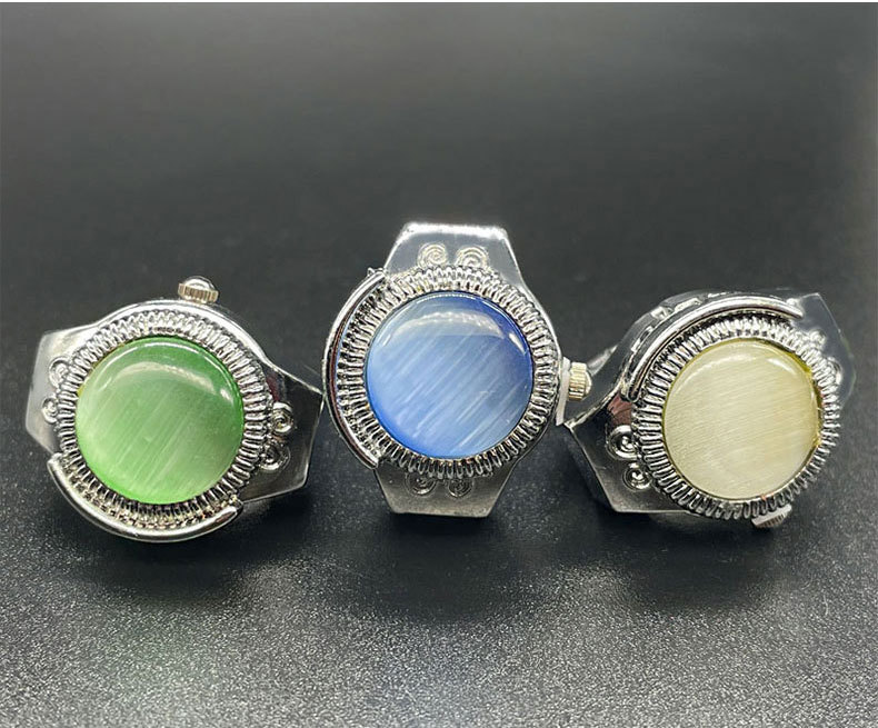 22g Weight Quartz Glass Mirror Material Stainless Steel Strap Material Watch Rings Classification Pointer Display Type Round Dial Shape Daily, Street Occasion Quartz Movement Geometric Pattern All Seasons Season Unisex Gender Casual Style Casual Geometric Quartz Watch Rings