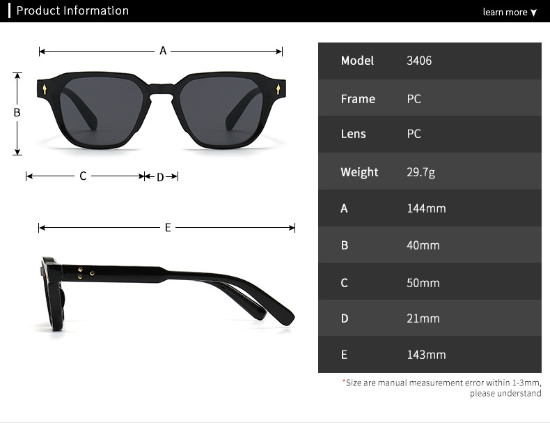 Commerce extérieur transfrontalier européen et américain à monture étroite LUNETTES DE SOLEIL à la mode, tir de rue, charme moderne, rétro LUNETTES DE SOLEIL 3406_voghion.com