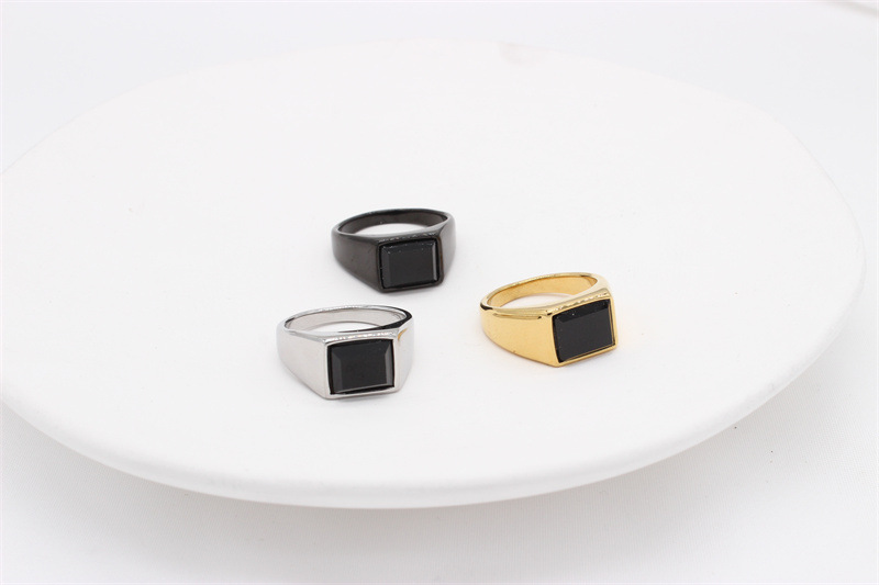 Titanium Steel Material Vintage Style Geometric Titanium Steel Unisex Rings Men Band Rings