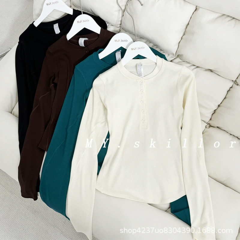 Lulu та же женщина Генри рубашка с круглым вырезом Йога футболка с длинными рукавами