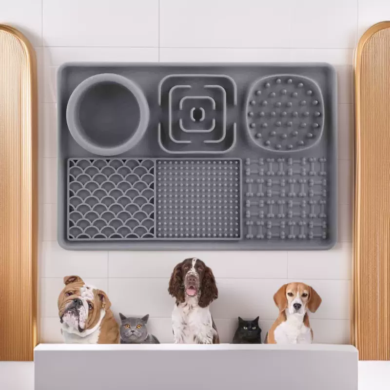 亚马逊新款宠物舔垫宠物食具 狗狗慢食垫餐垫吸盘缓食垫狗舔垫