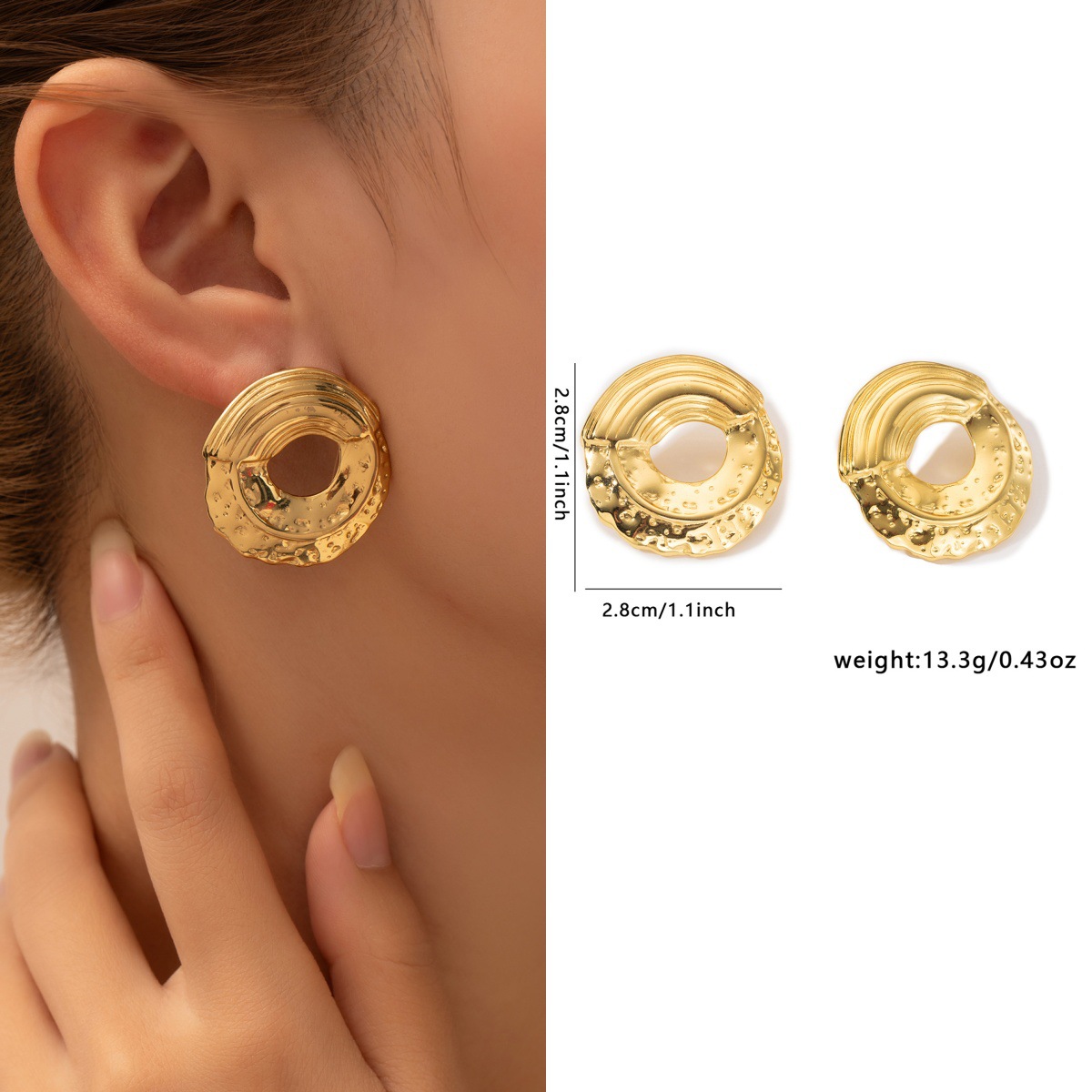 Pendientes de acero de titanio transfronterizos para mujer, lujo ligero, sentido de alta gama, temperamento retro de nicho, pendientes que no se desvanece, pendientes de todo fósforo al por mayor