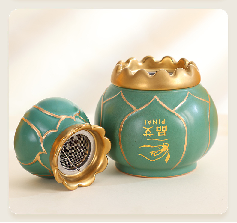 Lotus Mouth Fire Dragon Moxa Jar Ceramic Moxibustion Pot for Home Warm Therapy on Waist Abdomen Shoulder and Neck preparation