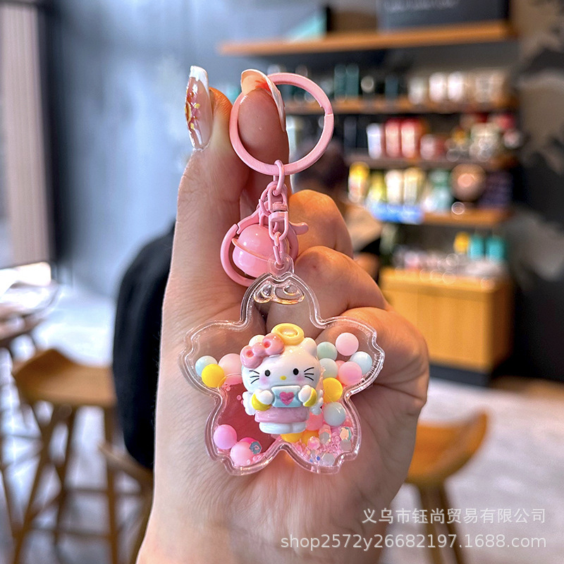サンリオ カラフルビーズ オイルビーズキーホルダー 携帯ストラップ 女性向け 可愛い バックパック飾り 漫画ギフト 手作り|undefined