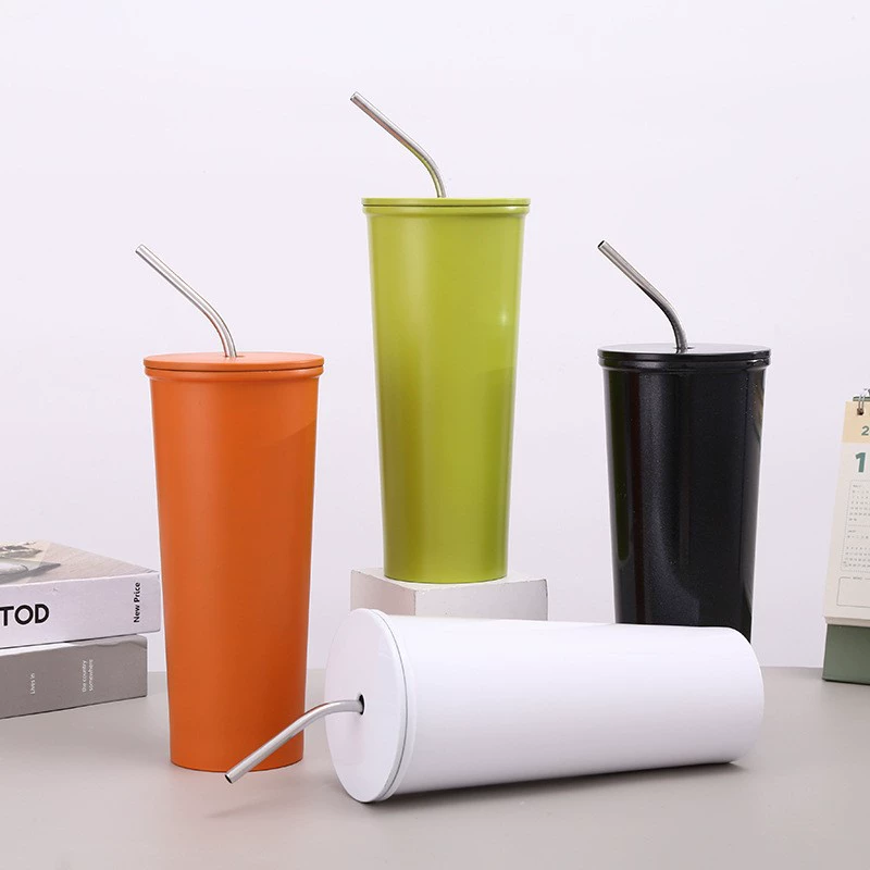 Американский кофе чашка соска чашка двухслойная 304 нержавеющая сталь автомобильная чашка Amazon поставляет соломинку изоляционный стакан