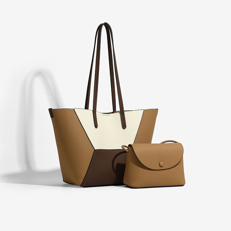 여성을위한 국경 간 틈새 복고풍 접합 대비 색상 토트 백 2025 새로운 유행 대용량 통근 어머니 어머니 숄더 백