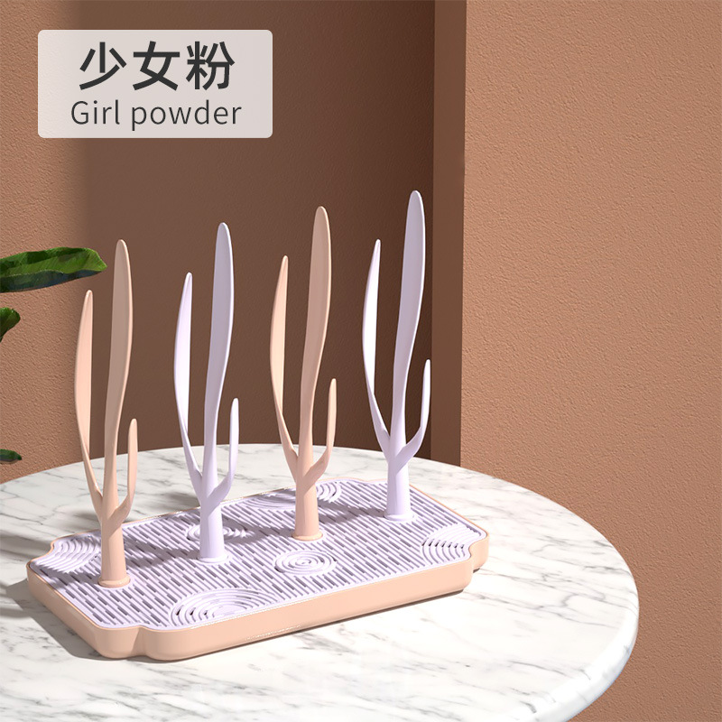 Botella de bebé rack de secado rack de secado portátil multifuncional para bebés en forma de árbol desmontable tetina marco de drenaje marco de soporte