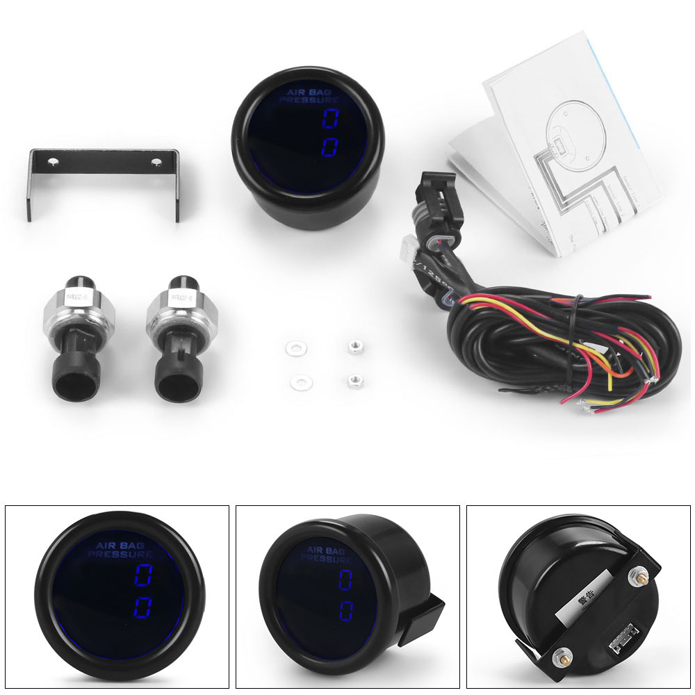 Car modification digital display dual/three-screen air pressure gauge with NPT1/8 sensor, blue light, 2-inch 52MM instrument
