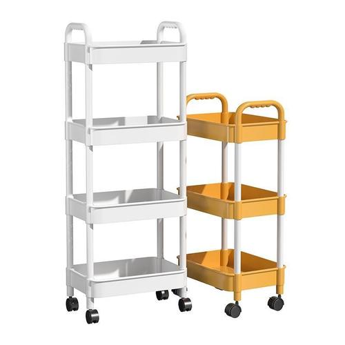 Small cart shelving unit, multi-tiered storage rack for kitchen, bedroom, and bathroom—ideal for snacks, mobile use in the bathroom or toilet.
