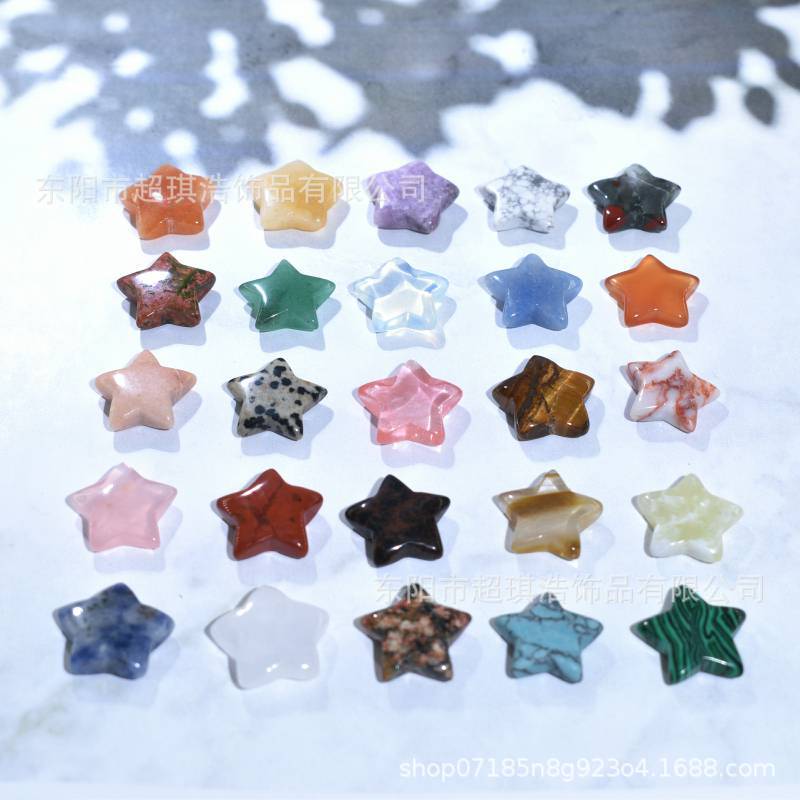 Natural Stone Crystal Pendant Factory Direct Sales Semi-Precious Stone Stars 20mm Natural Stone Pink Crystal Tiger Eye Stone Amethyst