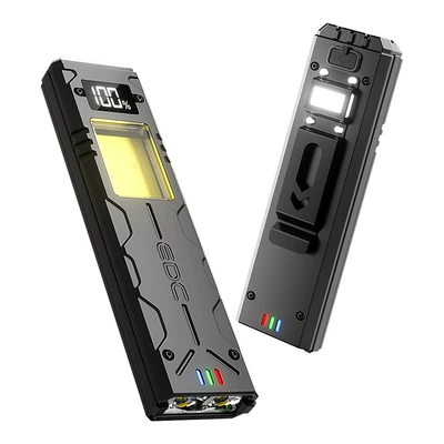 Cross-border high-brightness flashlight EDC multifunctional tactical magnetic work light with pen clip, outdoor portable digital display LED flashlight (UV fənərlər) - edc-flashlight