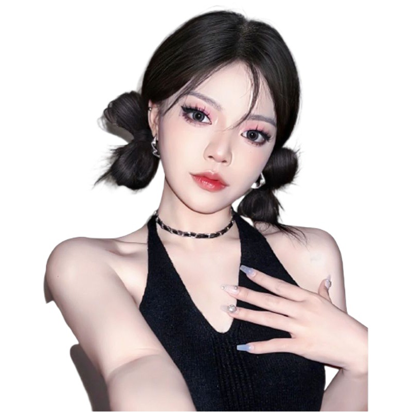 Peluca banda de pelo lindo esponjoso arco bola cabeza femenina updo artefacto hanfu Bun estilo antiguo bola cabeza peluca