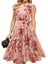 Y 75987 Vintage Print Midi Dress ����ӡ������ȹ ŷ���羳��