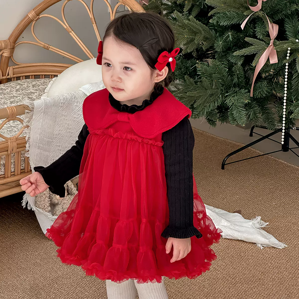 点兮婴幼儿连衣裙秋冬装洋气纱裙女宝宝公主裙生日周岁礼服拜年服