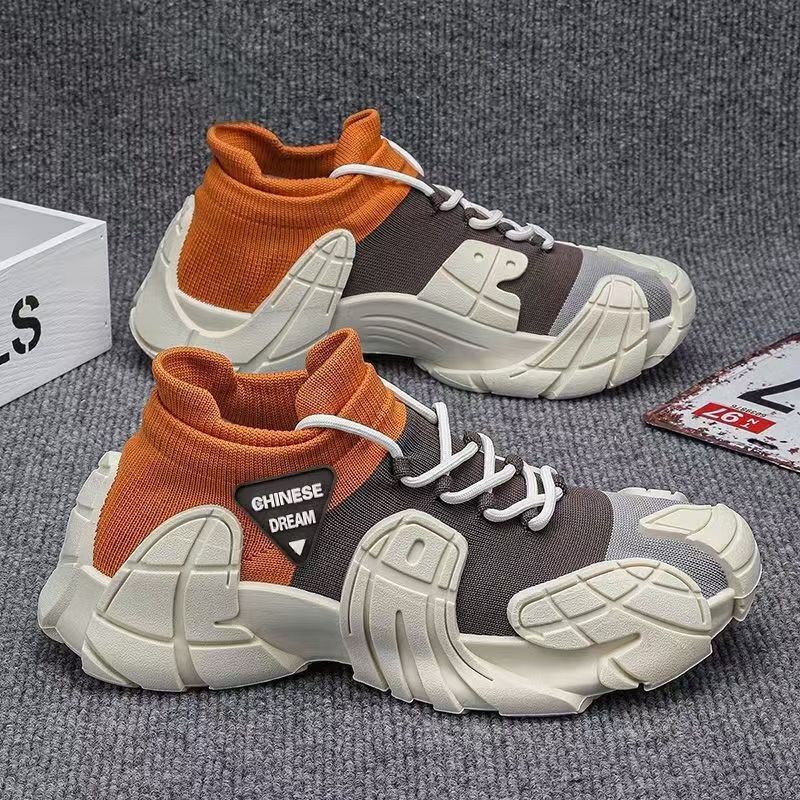 Cross-Border New Men's Shoes, Thick-Soled Lightweight Fly-Knit Casual Shoes, Sock-Style Youth Fashion Color-Blocking Sneakers Wholesale Cross-Border New Men's Shoes, Thick-Soled Lightweight Fly-Knit Casual Shoes, Sock-Style Youth Fashion Color-Blocking Sneakers Wholesale