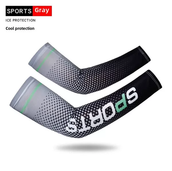 Outdoor sun protection UV protection Simple Men's oversleeve breathable arm protection European and American Ice Silk mask pattern all-match oversleeve