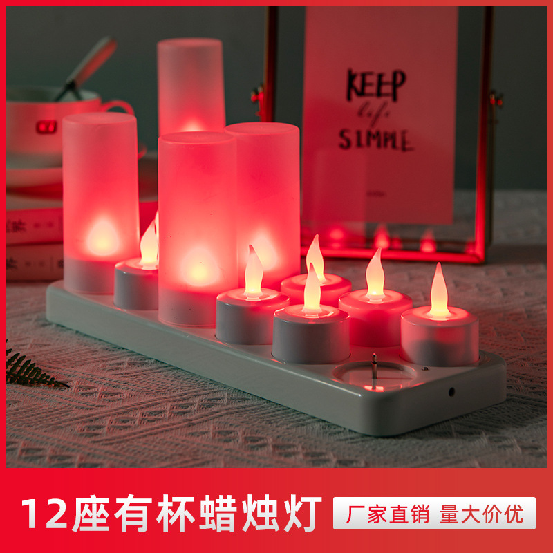 12 white shell simulation LED charging electric candlelight romantic…