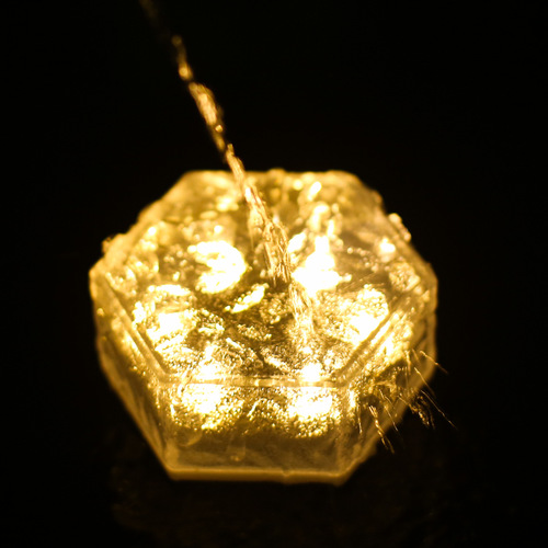 Solar hexagonal ice brick lamp, imitation crystal floor tile lamp, underground lamp, outdoor courtyard garden ornament, atmosphere decorative lamp