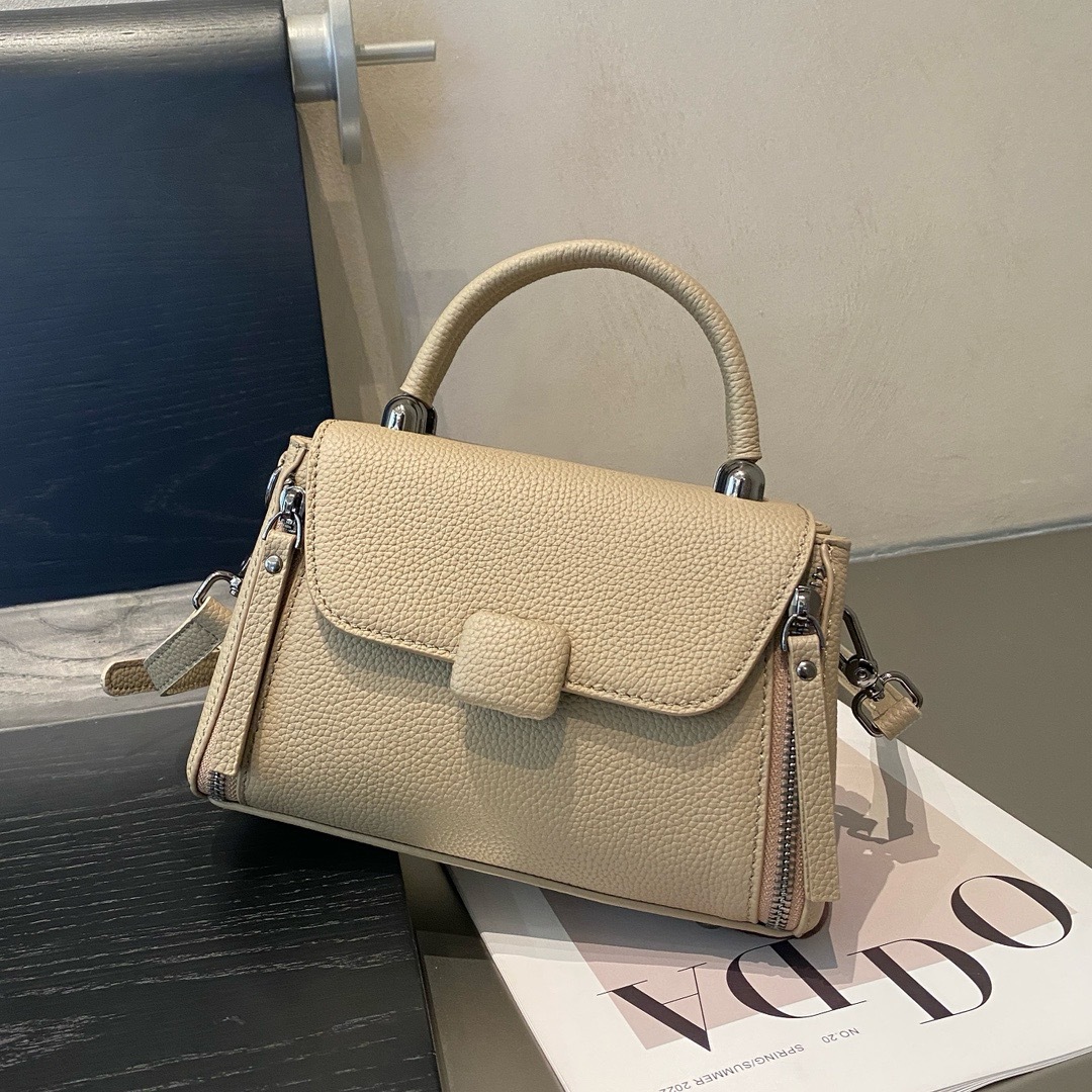 Cross-Border Retro Genuine Leather Boston Bag, Simple Versatile Fashion Shoulder Bag, Luxury High-End Women's Handbag - Thumbnail 7