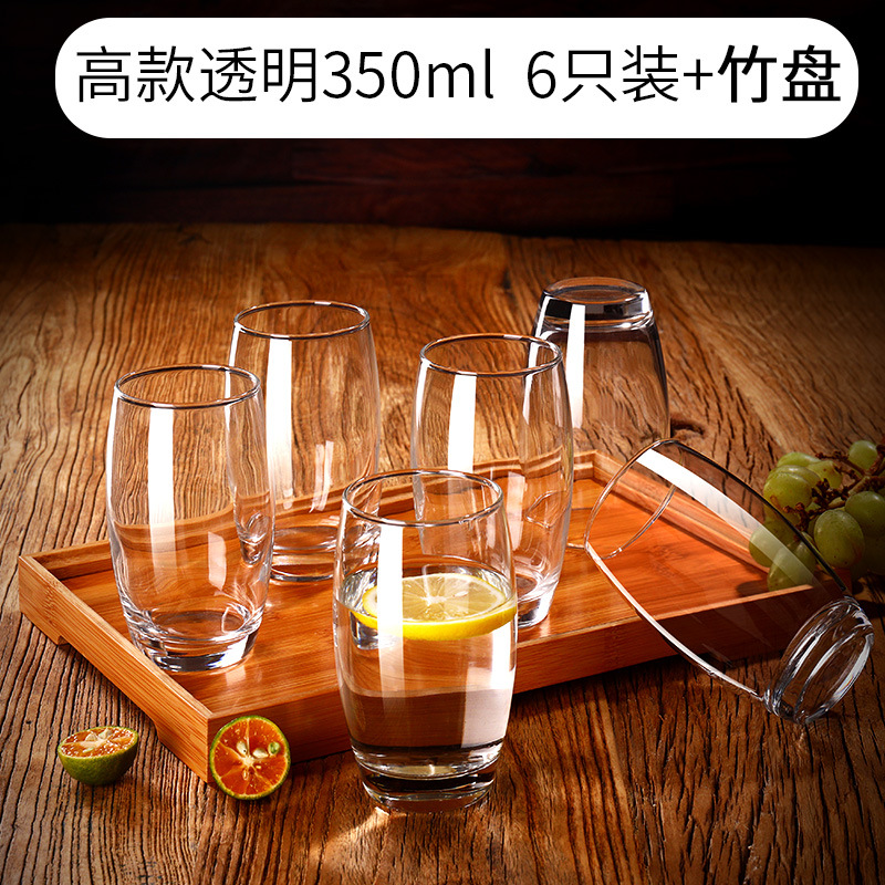 Taza de vidrio transparente para beber taza de agua fría taza de leche taza de té resistente al calor 6 set de hervidor de agua fría material de alta borosilicona