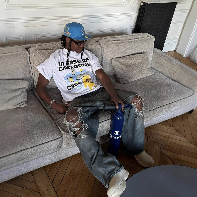 Bpm Embroidered Printed Short-Sleeved T-Shirt Broken Planet Trendy Brand Quality Hip-Hop Rap Street Sweatpants